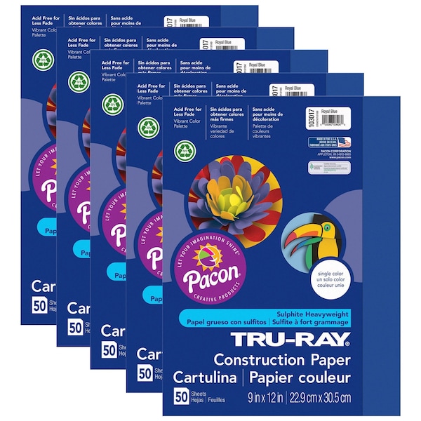 Pacon Tru-Ray Construction Paper, Royal Blue, 9x12in, PK250 P103017 - main